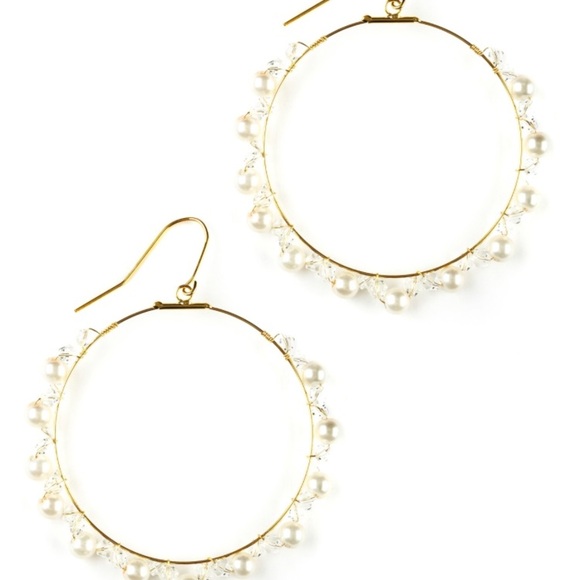 NWT Amrita Singh Trinity Hoop Earrings faux pearls - Picture 1 of 5